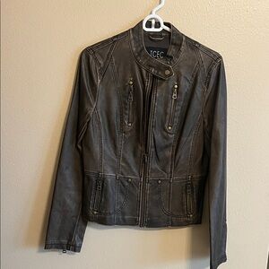 Ice Women's Charcoal Leather Jacket